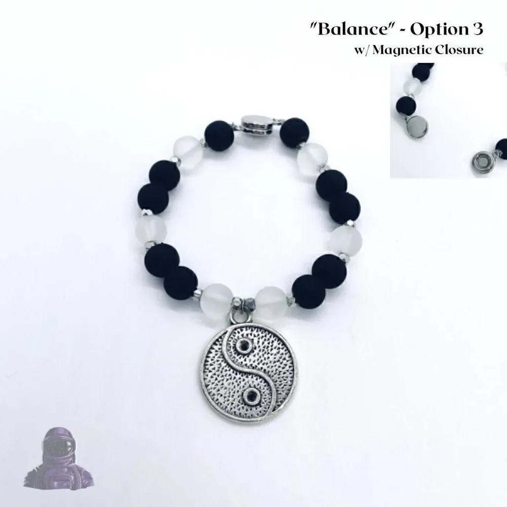 Yin Yang Bracelet Black White Glass Beads Handmade